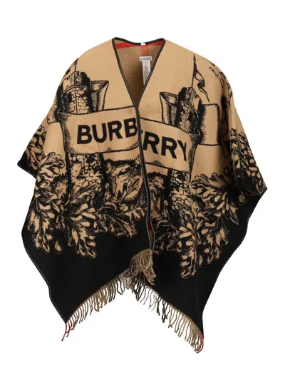 Burberry Reversible Cape Scarves And Foulards Multicolor In Brown