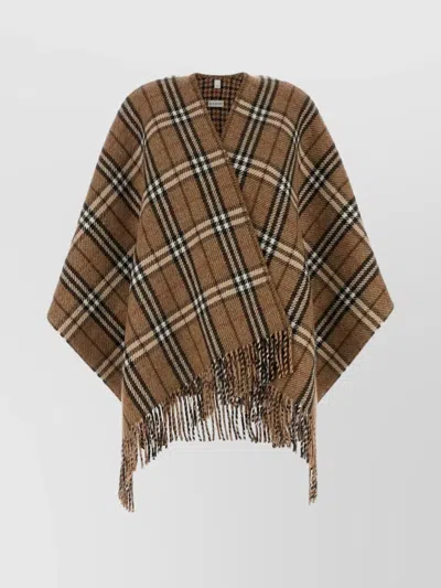 BURBERRY REVERSIBLE CAPE WITH EMBROIDERED CASHMERE BLEND