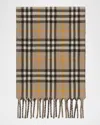 Burberry Reversible Cashmere Knight Stamp And Check Scarf