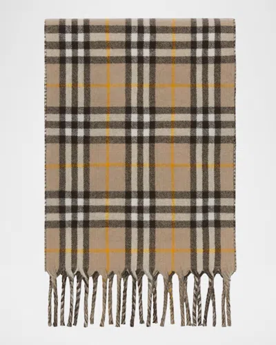 Burberry Reversible Cashmere Knight Stamp And Check Scarf