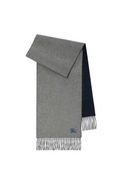 Burberry Reversible Cashmere Scarf In Grey/navy