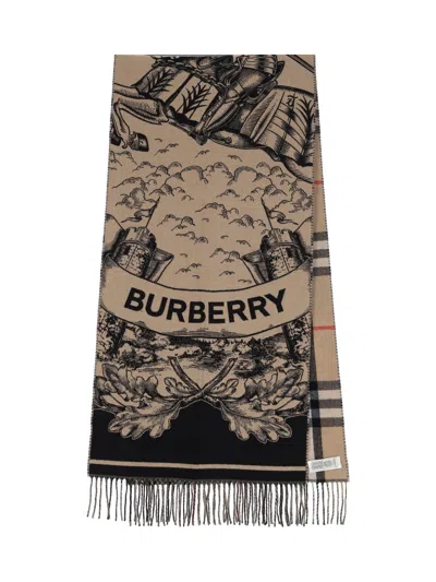 Burberry Reversible Cashmere Scarf In Blue