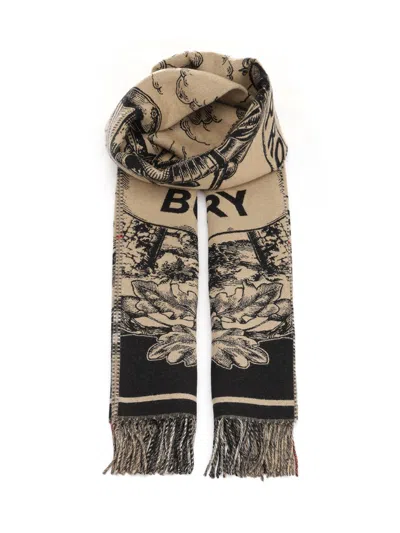 Burberry Reversible Cashmere Scarf Scarves And Foulards Beige In Neutral