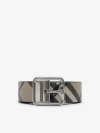 Burberry Reversible Check B Buckle Belt In Lichen/slate/silver