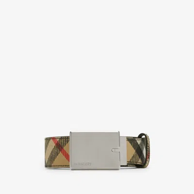 Burberry Reversible Check B Cut Belt In Sand/slate