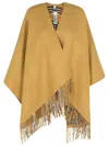 Burberry Reversible Check Beige Wool Cape In Green