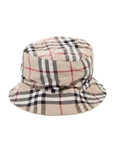 Pre-owned Burberry Reversible Check Bucket Hat In Neutral