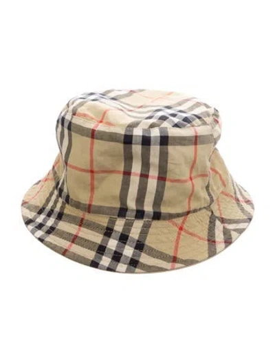 Pre-owned Burberry Reversible Check Bucket Hat In Neutrals