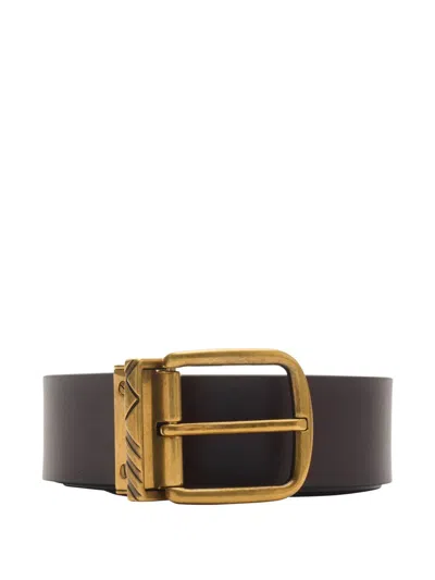 Burberry Reversible Check Buckle Belt In Gold