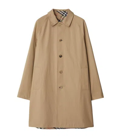 Burberry Check-pattern Reversible Trench Coat In Black