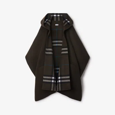 Burberry Reversible Check Cashmere Cape In Black