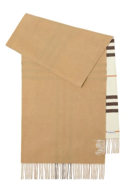 Burberry Reversible Check Cashmere Scarf In Gold
