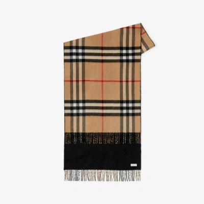 Burberry Reversible Check Cashmere Scarf In Brown