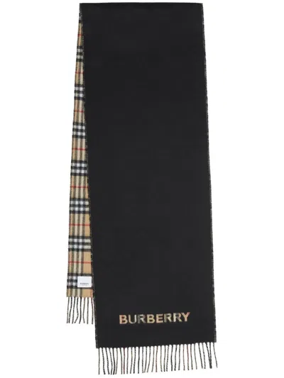 Burberry Reversible Check Cashmere Scarf In Brown