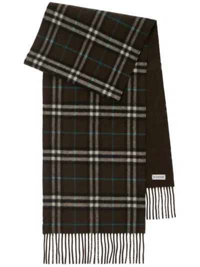 Burberry Reversible Checked Cashmere Scarf In Brown