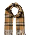 Burberry Cashmere Scarf With Checked Pattern And Fringe Detailing In Brown