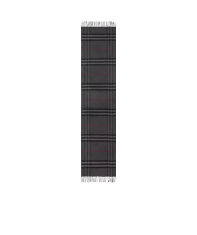 Burberry Reversible Check Cashmere Scarf In Charcoal-grey