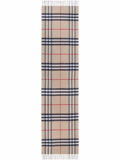 Burberry Reversible Check Cashmere Scarf For Men In Tan In Beige