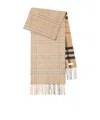 Burberry Reversible Check Cashmere Scarf In Nude