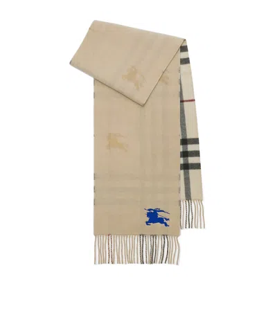 Burberry Reversible Check Cashmere Scarf In Nude