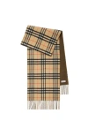 Burberry Reversible Check Cashmere Scarf In Sand/bison