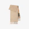 Burberry Reversible Check Cashmere Scarf In Sand/flax Melange