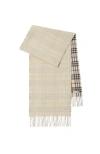 Burberry Check Cashmere Reversible Scarf In Stone