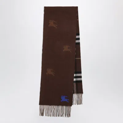 Burberry Reversible Check Cashmere Scarf With Ekd In Brown
