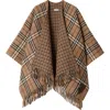 Burberry Checked Reversible Cape In Buzzard/sand