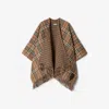 Burberry Checked Reversible Cape In Buzzard/sand