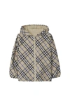 Burberry Check Hooded Jacket In Lichen