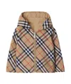 Burberry Kids' Reversible Check Cotton Blend Jacket In Sand Ip Check