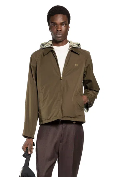 Burberry Reversible Check Cotton Jacket In Green