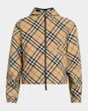 Burberry Reversible Check Crop Zip Jacket In Sand Ip Check