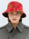 Burberry Women Reversible Check Fleece Bucket Hat In Black