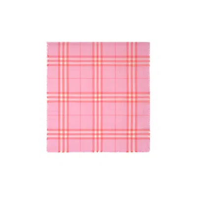 Burberry Reversible Check Fringed Scarf In Pink