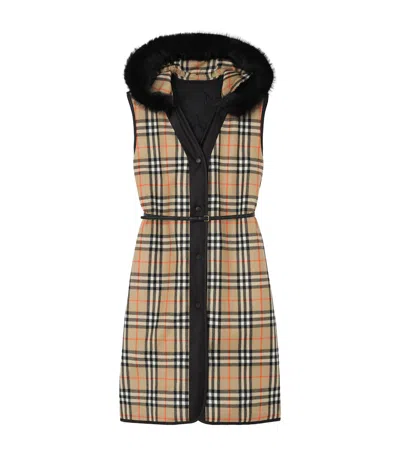 Burberry Reversible Check Gilet In Beige