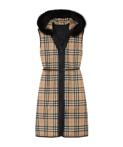 Burberry Reversible Check Hooded Gilet In Multi