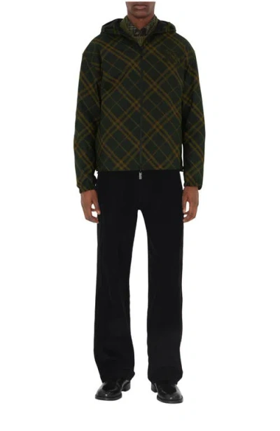 Burberry Reversible Hooded Checked Jacket In Black