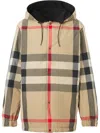 Burberry Reversible Check Recycled Polyester Hooded Jacket In Black