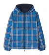 Burberry Reversible Check Hooded Jacket In Blue