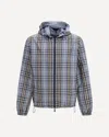 Burberry Mens Wave Blue Ip Check Reversible Check Hooded Anorak Jacket In Blue