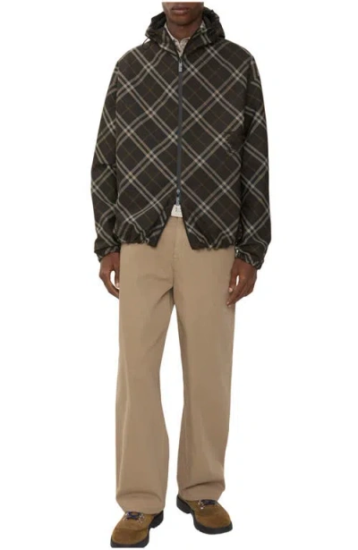 Burberry Reversible Check Hooded Jacket In Brown