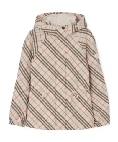Burberry Reversible Check Hooded Jacket In Neutral
