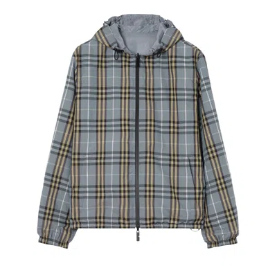 Pre-owned Burberry Reversible Check Hooded Jacket 'wave Blue Ip Check' | Men's Size M