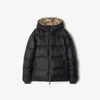 Burberry Reversible Check Hooded Puffer Jacket In Gray