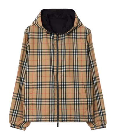Burberry Check Twill Jacket In Beige