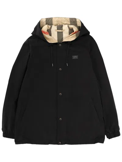 Burberry Reversible Hooded Jacket In Blue