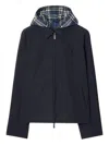Burberry Blue Reversible Cotton Jacket With Check Pattern In Blue