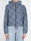 Burberry Checked Reversible Cropped Jacket In Blue